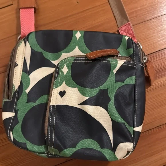 Orla Kiely Black and Green Patterned Crossbody Bag - Picture 5 of 6